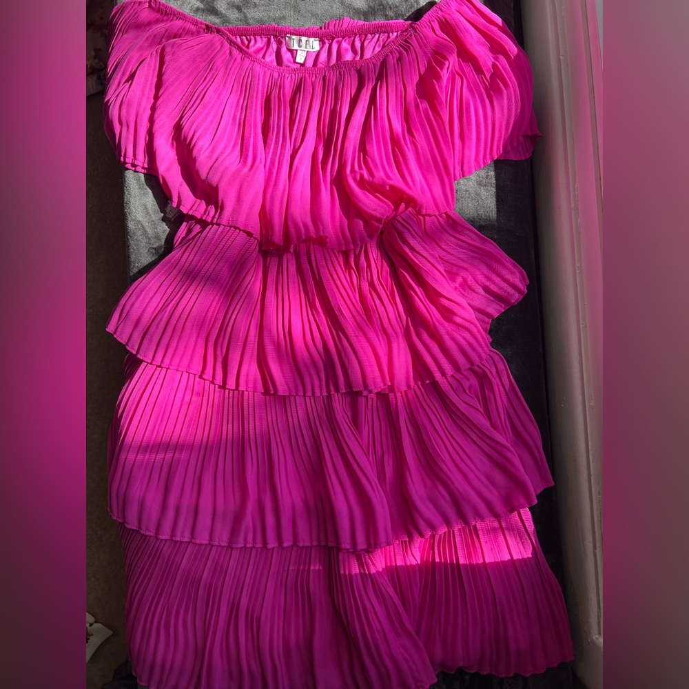 TCEC pink ruffle tiered dress